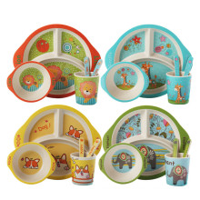 Hotsale Multi-Pattern Bamboo Fiber Kids Dinner Sets